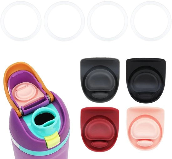 Kit di stopperi siliconici 4pz - Tappi di gomma 4pz - Copertura per bottiglia 4pz - Materiale BPA-free - Adatto per Owala Freesip