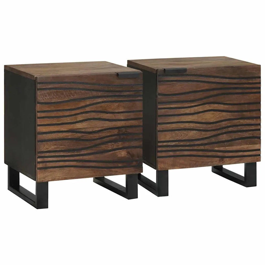 Set di 2 Comodini | Armadio da Notte | Mobiletto da notte Noce 40 x 33 x 46 cm