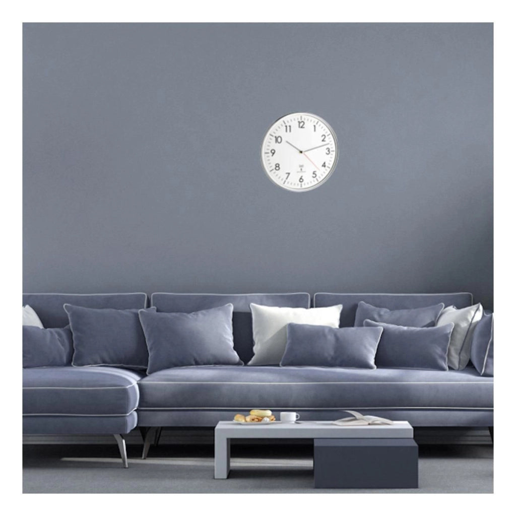 TFA 60.3514 Orologio da Parete Analogico Radiocontrollato DCF 77 Quadrante 33 cm con Lancetta dei Secondi Colore Bianco Argento