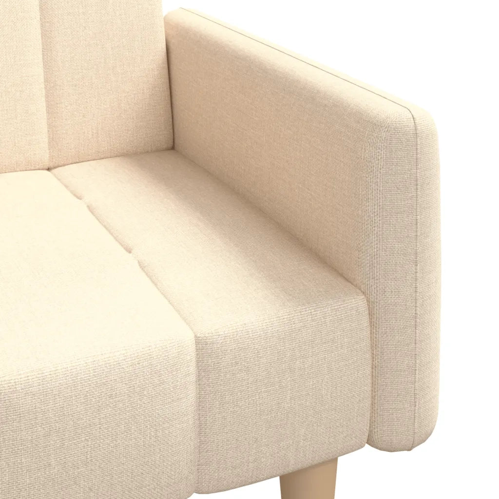 Divano Letto a 2 Posti Crema in Tessuto 375761