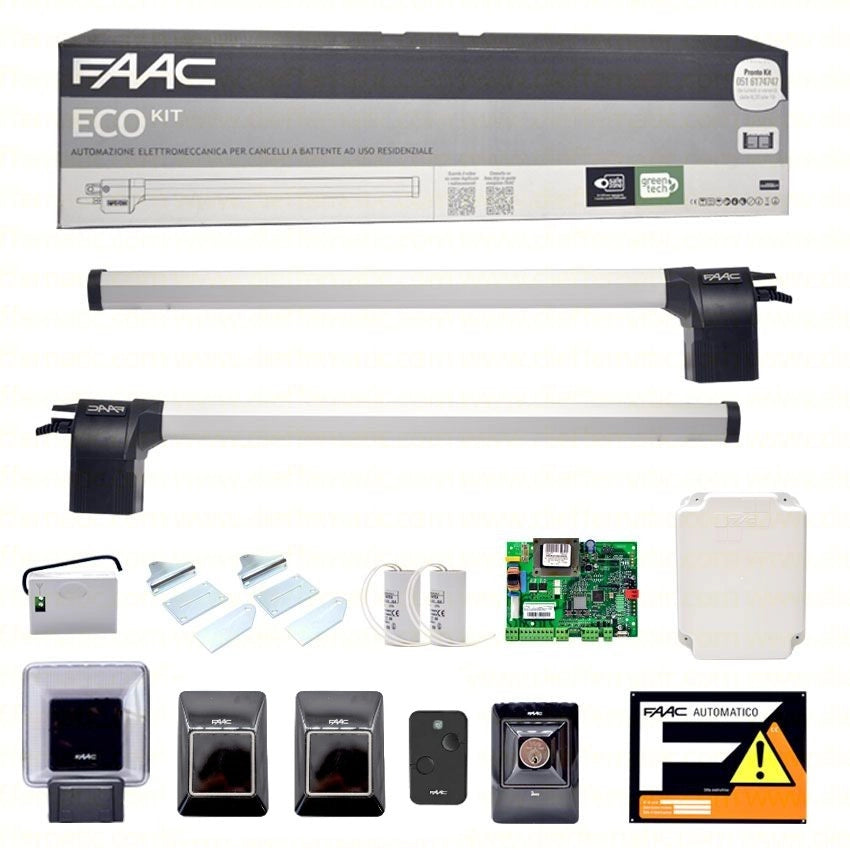 105632445 FAAC ECO KIT SET 230V GREEN CANCELLO BATTENTE AUTOMAZIONE AUTOMATISMO