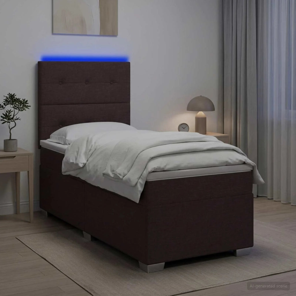 Letto box spring con materasso Marrone Scuro 100 x 200 cm 3454806