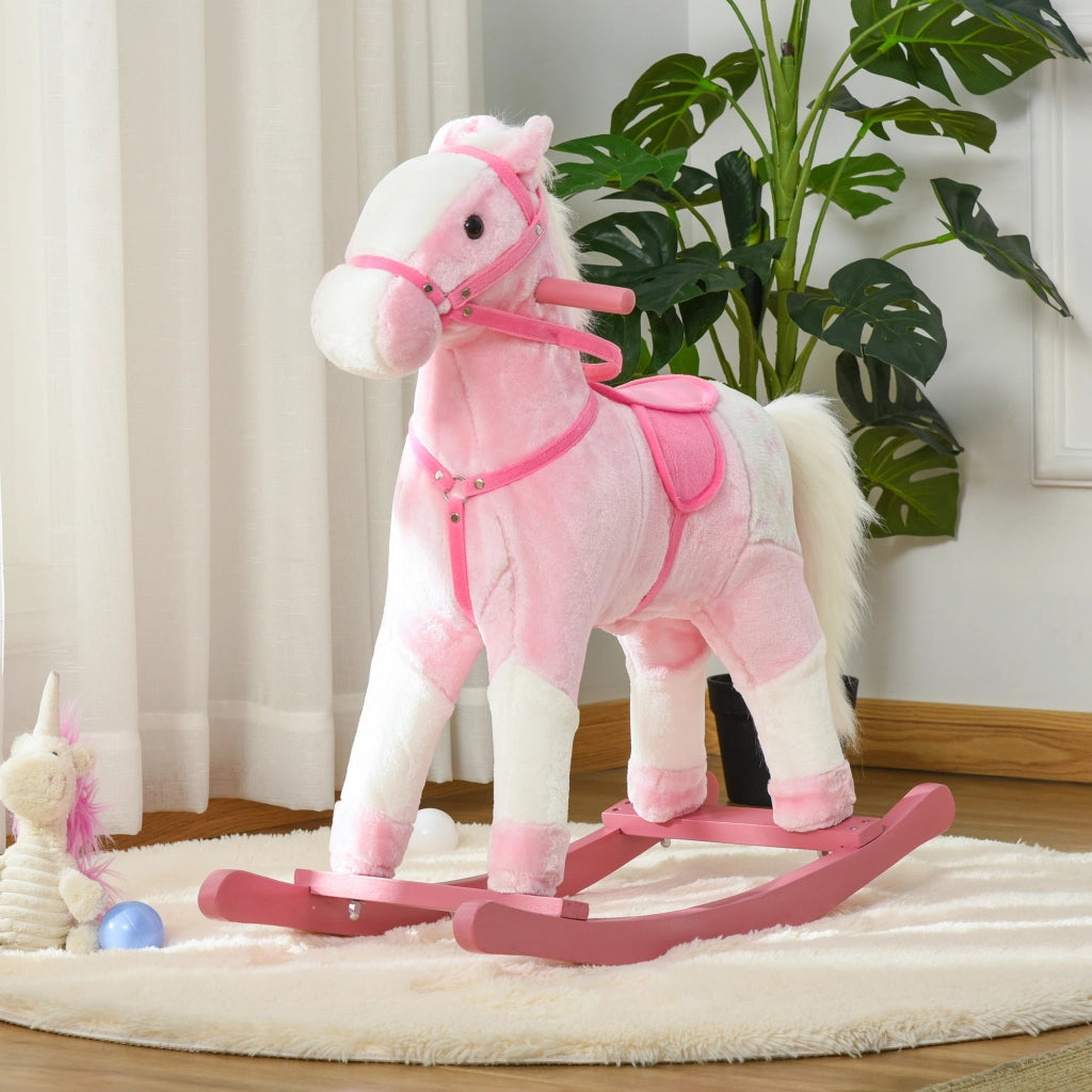 Cavallo a Dondolo per Bambini ¨C Zephmum ¨C 74x28x65 cm Rosa