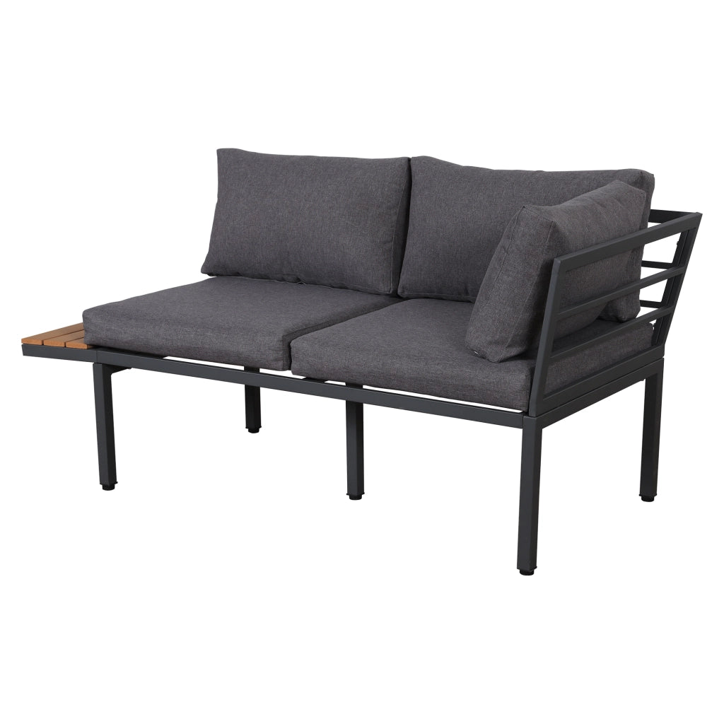 Set Salotto da Giardino con Divano, Tavolino e Cuscini ¨C MINIMAL ¨C Polyrattan Grigio/Nero