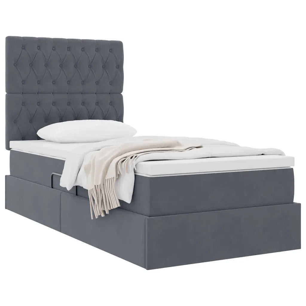 Letto con contenitore e materasso Grigio scuro 90 x 200 cm 3372064