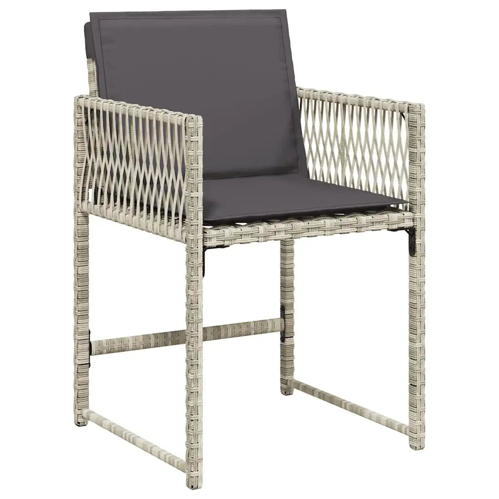 Set da Pranzo da Giardino 13pz con Cuscini Grigio in Polyrattan 3211487