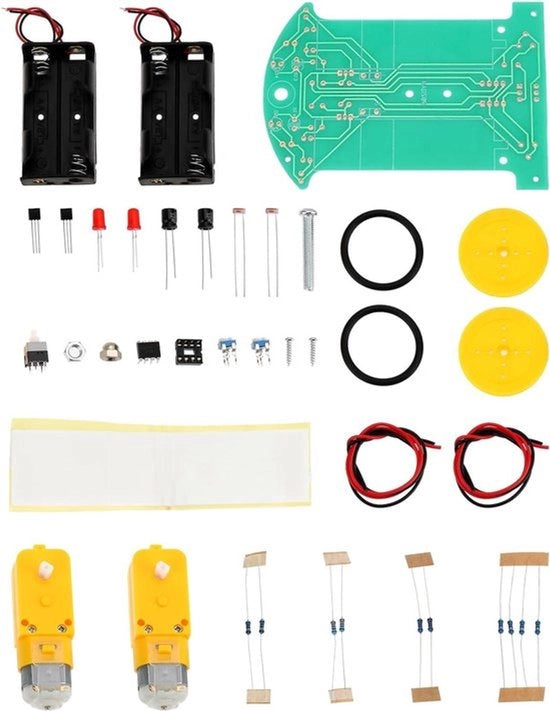Kit di Solderatura per Esercizio - Manuale di Elettronica per Cursi - Adatto per Appassionati - Bianco - 1 Set di Veicoli di Tracciamento Intelligenti per l'Insegnamento della Produzione.