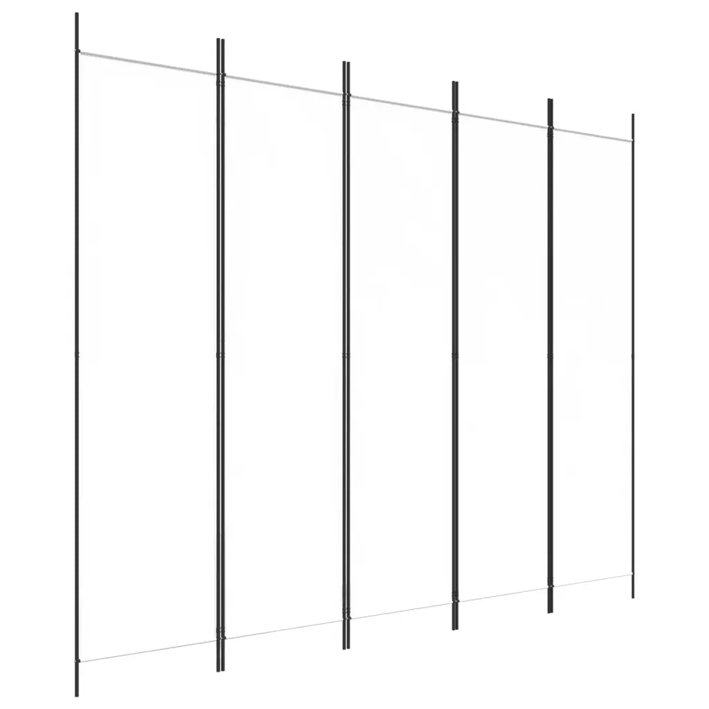 Divisorio Ambienti | Divider per stanze | Paravento a 5 Pannelli Bianco 250x200 cm Tessuto