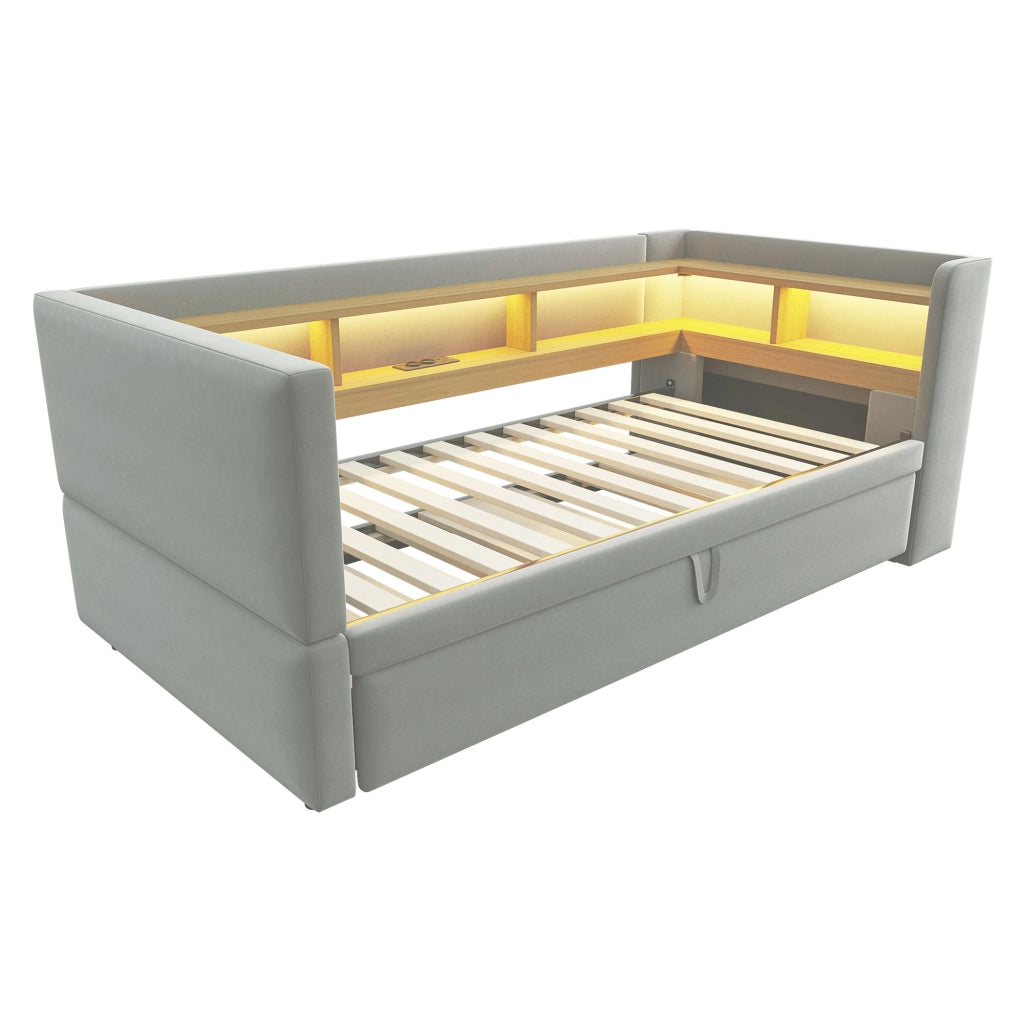 Letto divano estraibile flanella 90/180x190 cm