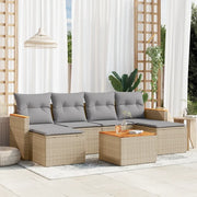 Set Divani da Giardino 7 pz con Cuscini Beige in Polyrattan 3258629
