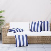 Cuscini Decorativi 4pz Strisce Blu e Bianco 60x60 cm Tessuto 360418