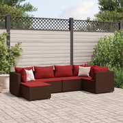 Set Mobili da Giardino 6pz con Cuscini in Polyrattan Marrone 3308213