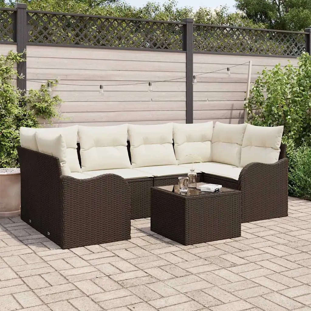 Set Divano da Giardino Marrone 55 x 55 x 37 cm polyrattan