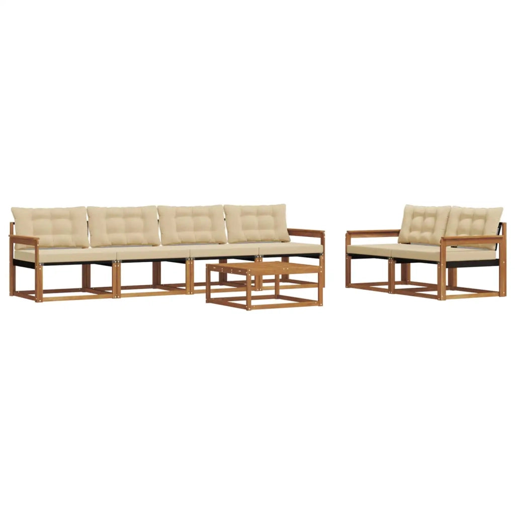 Set di divani da esterno con cuscino 7 pcs Naturale e Beige 3369212