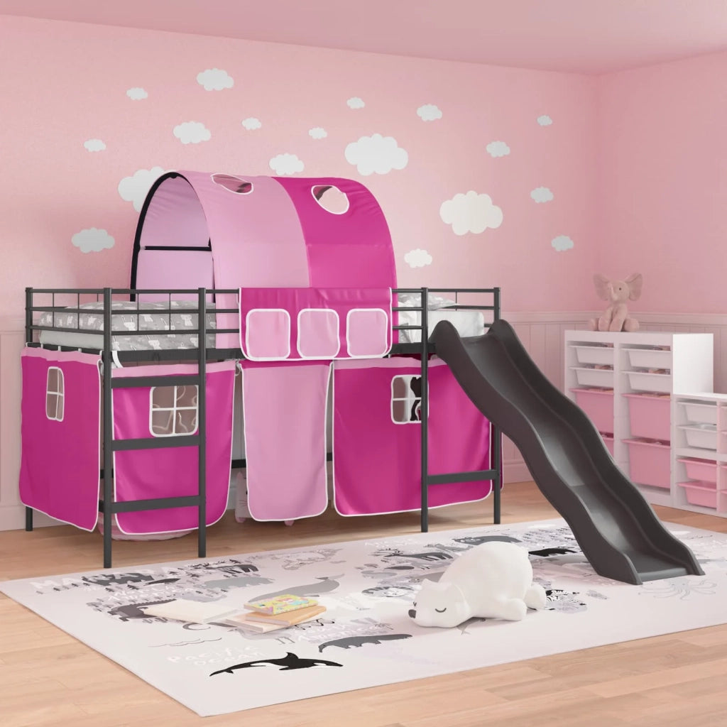 Struttura del letto loft per bambini Nero e rosa 107 x 200 cm 42020849
