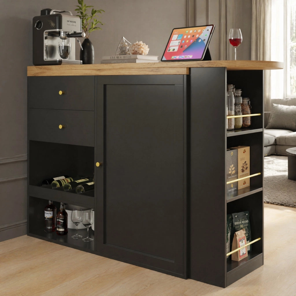 ARMADIO MODULARE L 105x39x102 cm Nero in MDF con 4 cassetti