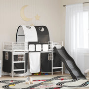 Struttura del letto loft per bambini Bianco e Nero Metallo