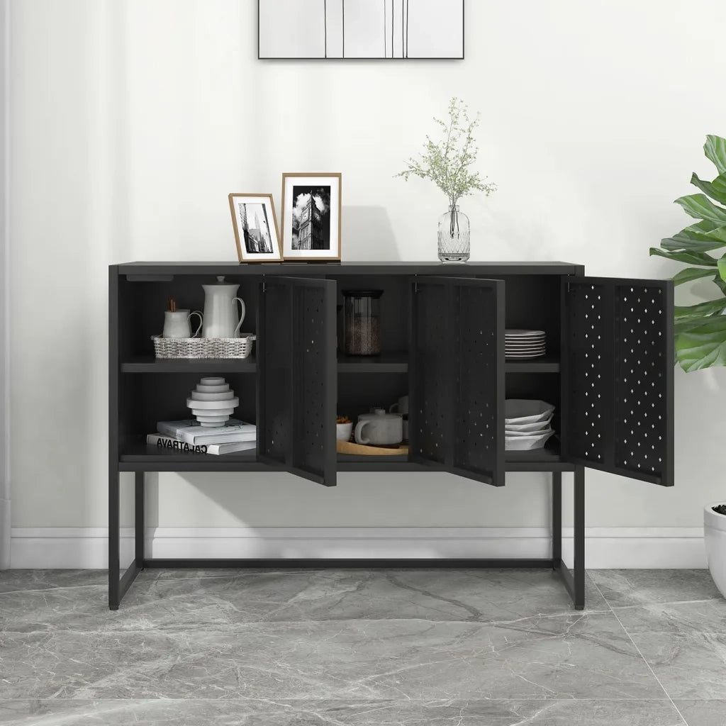 Credenza Nera 105x35x75 cm in Acciaio