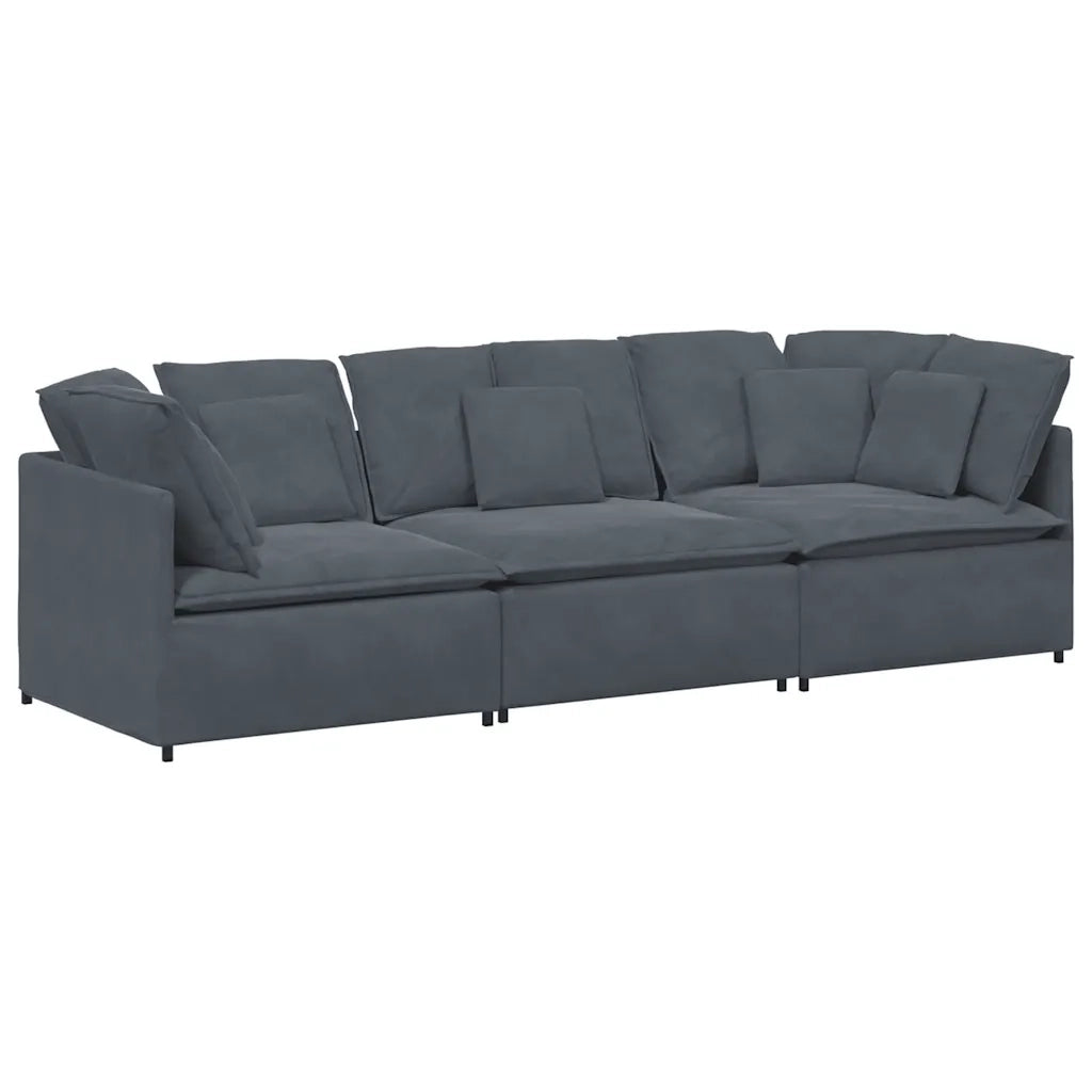 Divano Modulare con Cuscini in Velluto Grigio Scuro 3321280