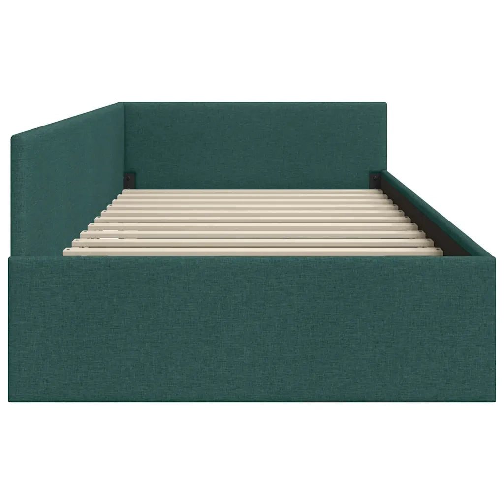 Cornice del letto ad angolo Verde Scuro 100 cm x 200 cm Tessuto 42016055