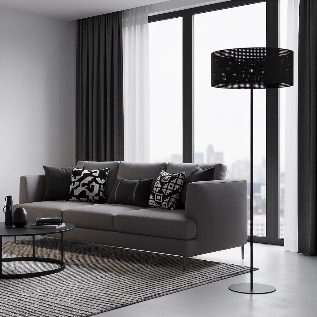 Lampada da terra LUX nera traforata 1xE27 Emibig
