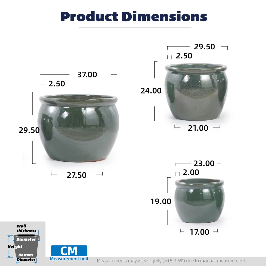 VASO DA FIORI IN CERAMICA Ø 37 CM BLU VERDE ANTICO