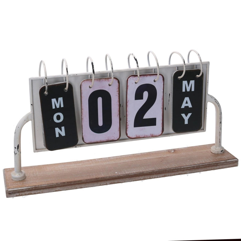Calendario metallo bianco rettangolare cm 37x20h8