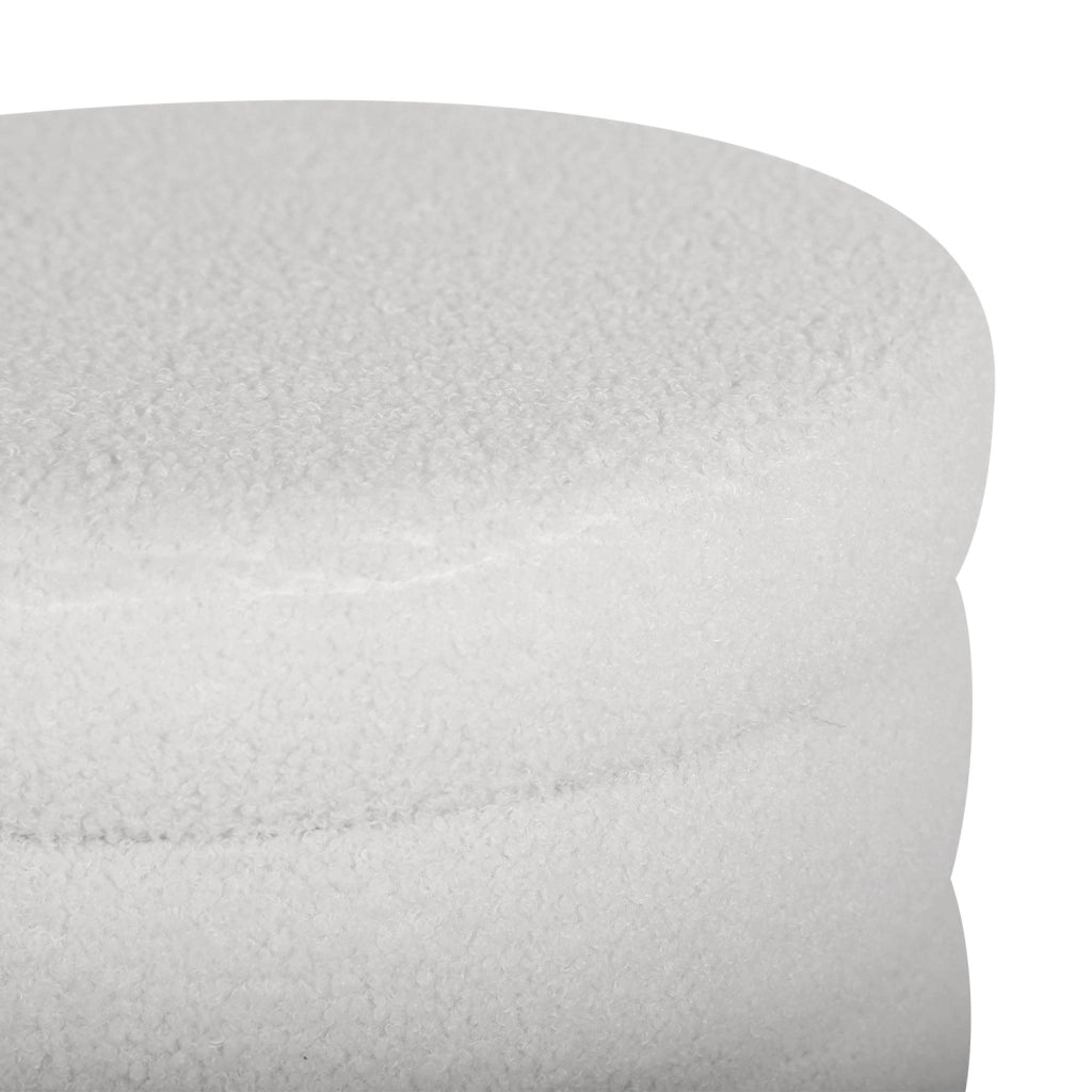 Pouf contenitore in bouclé, bianco