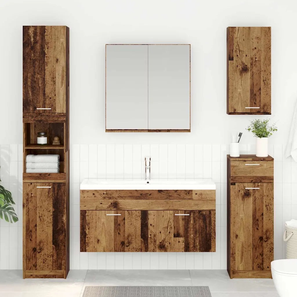 Mobile da Bagno | Armadio sottolavello con porta Legno vecchio Legno multistrato