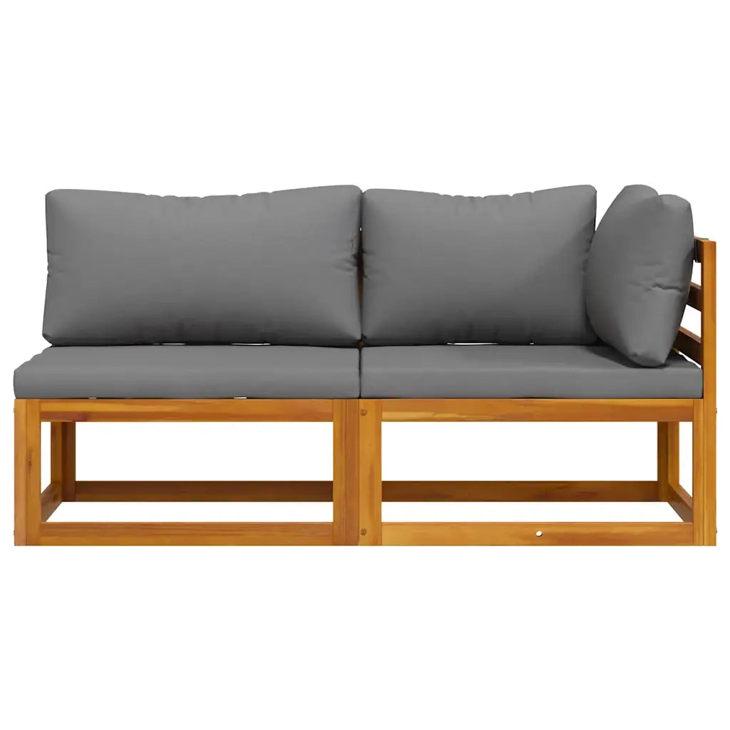 Set Divani da Giardino 2 pz con Cuscini Grigio Scuro in Acacia 311856