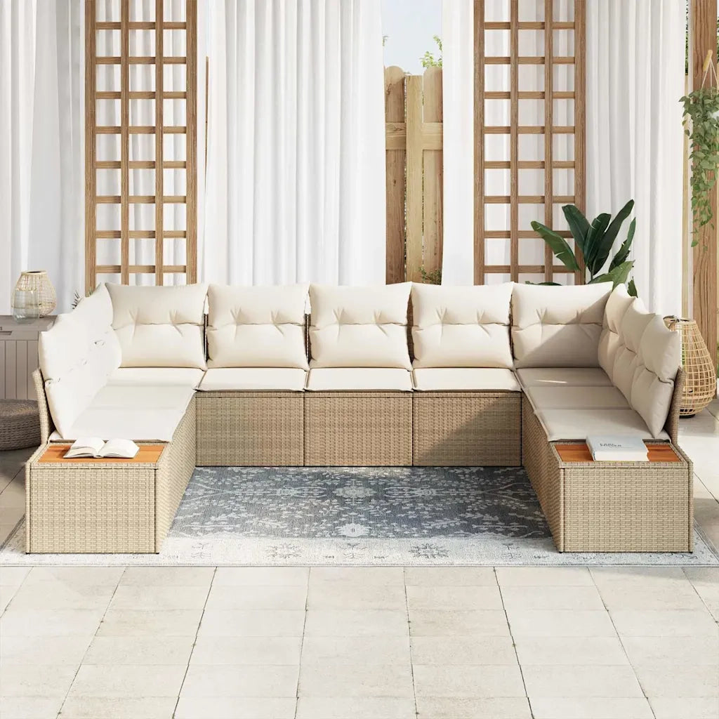 Set Divano da Giardino 5 pcs Beige e Crema Polyrattan