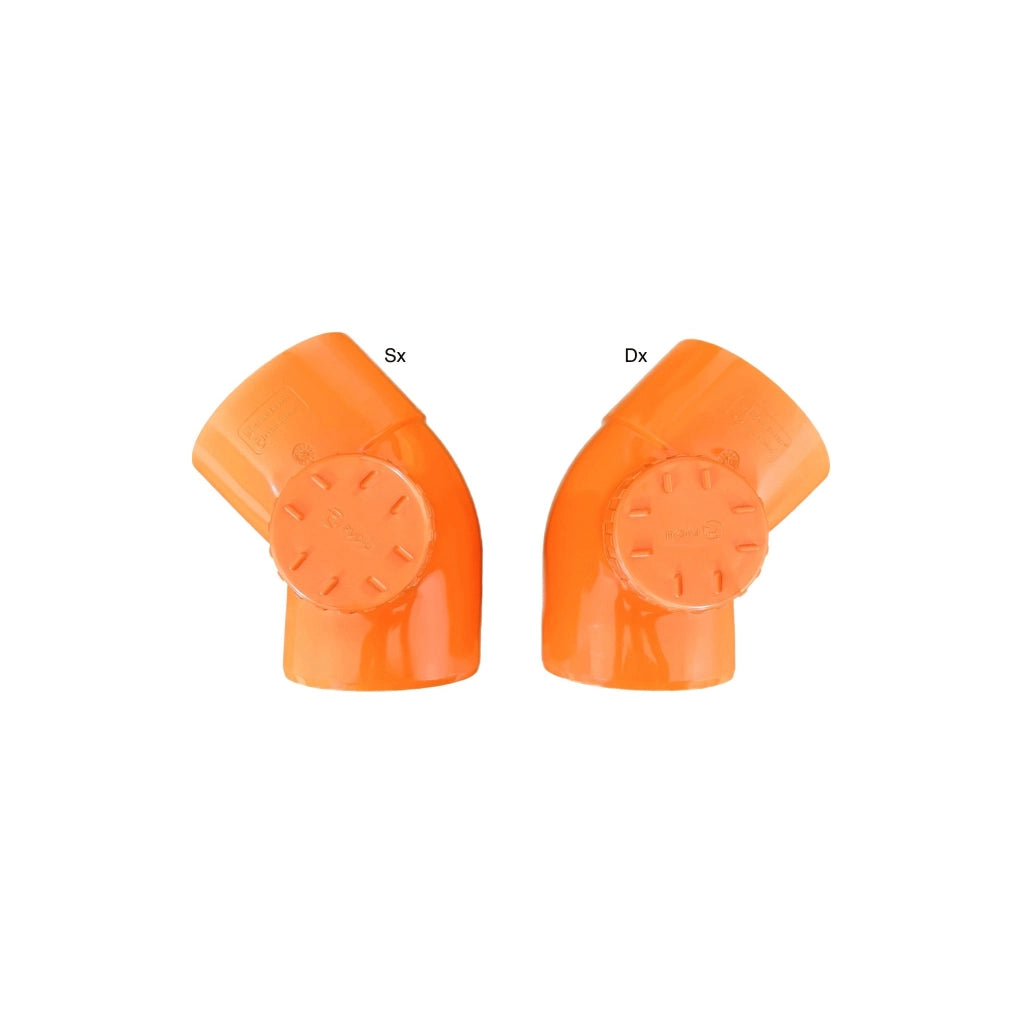 Curva 45° con tappo ispezione in pvc : Diametro - 125, Modello - Sinistra
