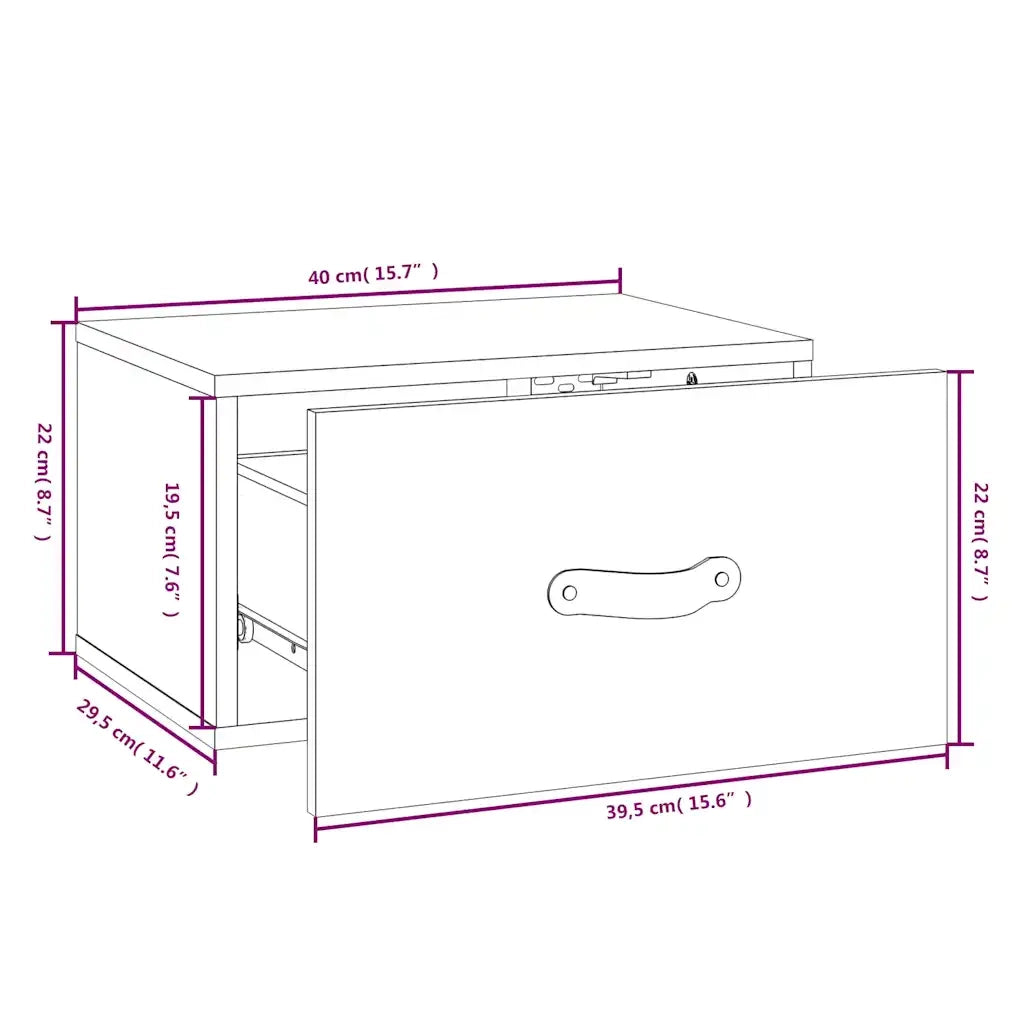 Comodini a Muro 2 pz Grigi 40x29,5x22 cm 820991