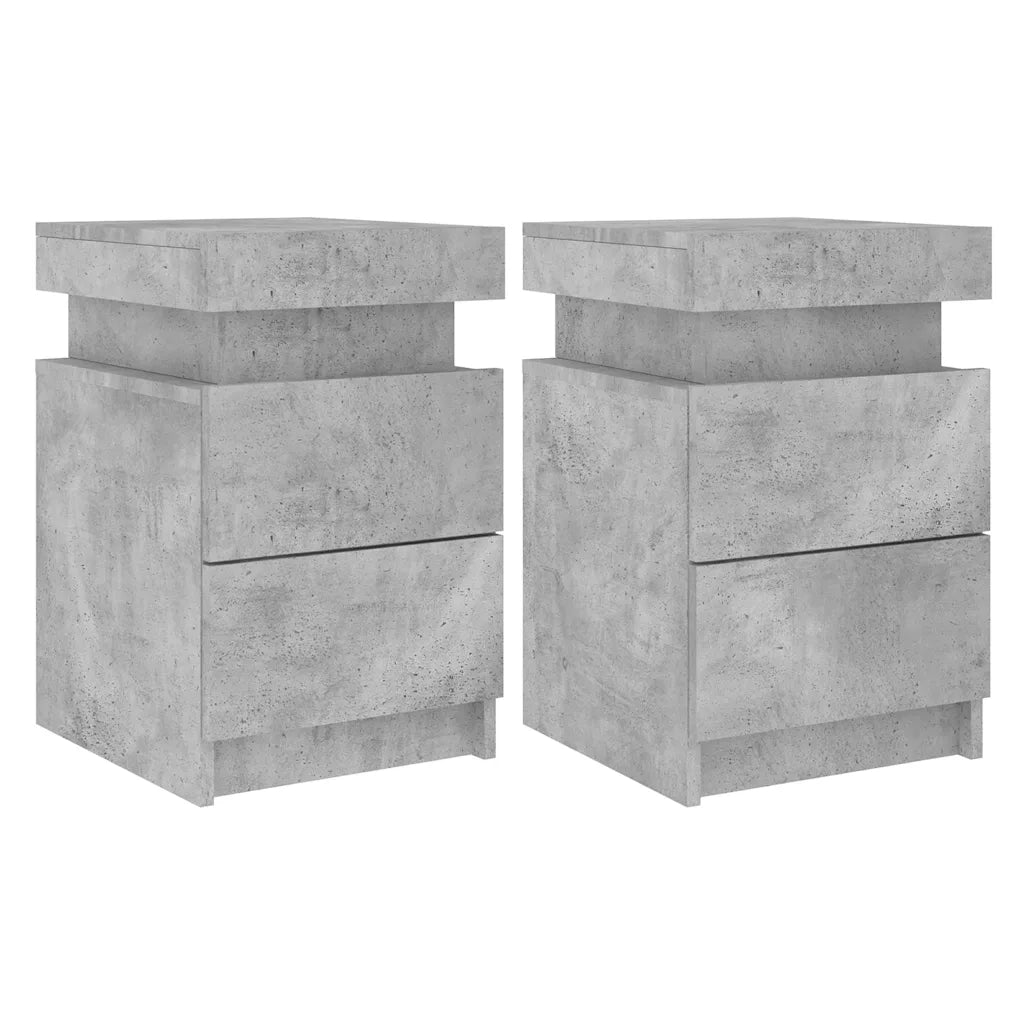 Comodini con Luci LED 2pz Grigio Cemento 35x39x55 cm 836756
