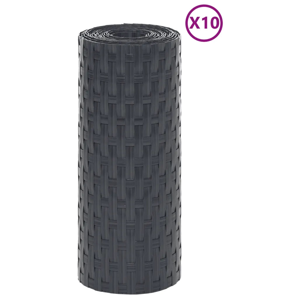Schermi da Balcone 10 pz | Paravento Antracite 255x19 cm in Polyrattan