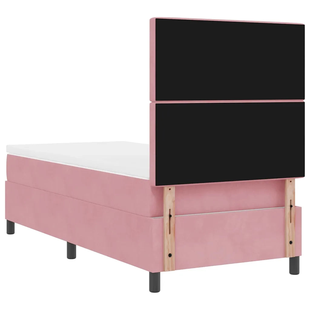 Letto a Sorgente LED con materasso Rosa 90 x 190 cm Velluto 3343219