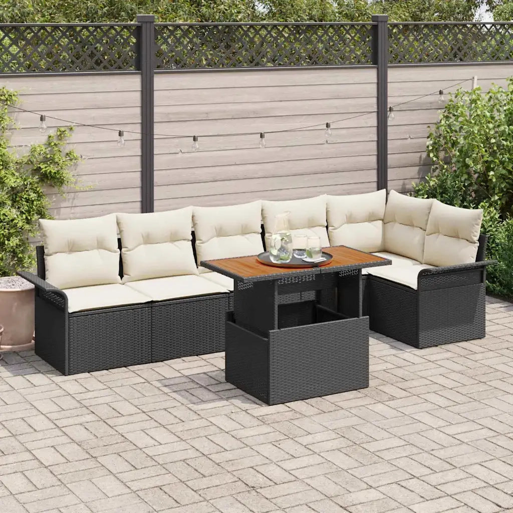 Set Divano da Giardino con archiviazione 7 pcs Nero Poly Rattan 3358077