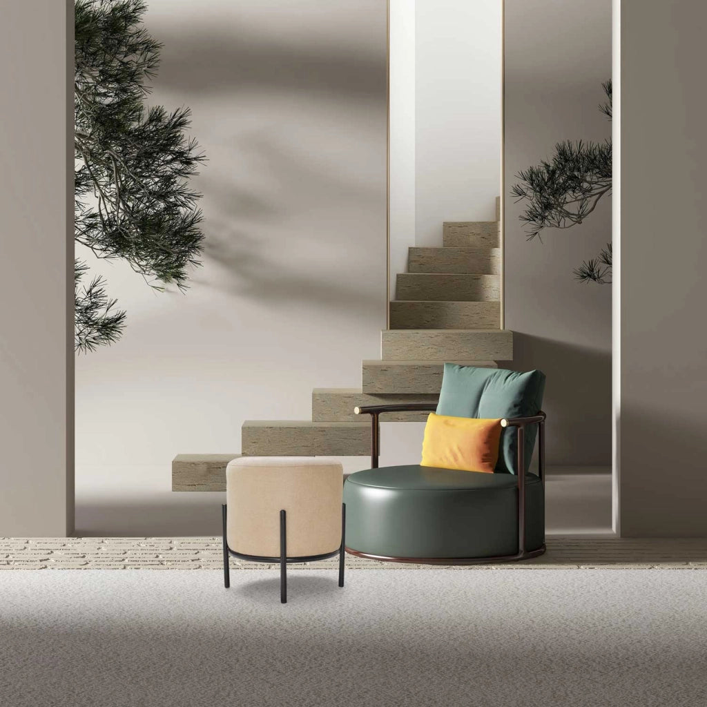BONN LINEN - Pouf piccolo tondo in tessuto