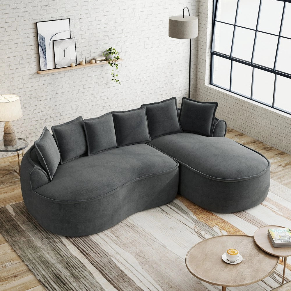 Divano Angolare Modulare Chaise Longue con Cuscini ¨C Xylo ¨C Chenille Grigio