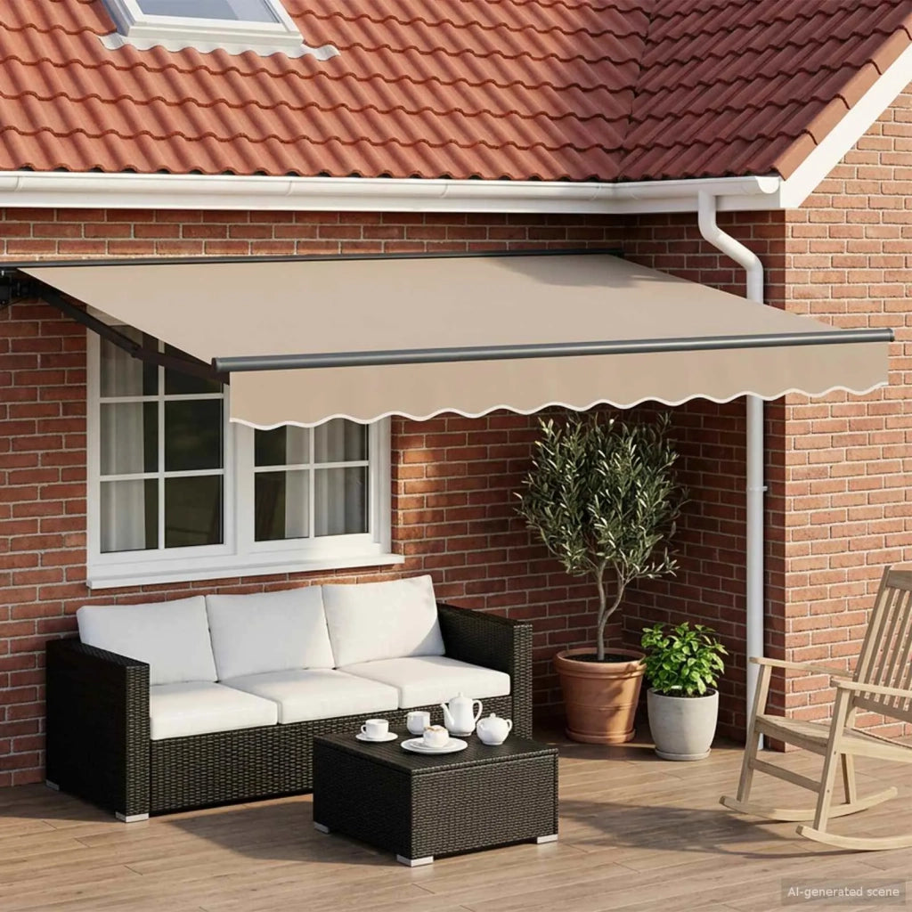 Tenda retrattile manuale-Tenda parasole per balcone Beige 3,5 x 2 m