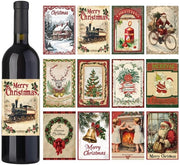 48 Stuks Etichette Vintage Fiasco Vino per Feste Natale