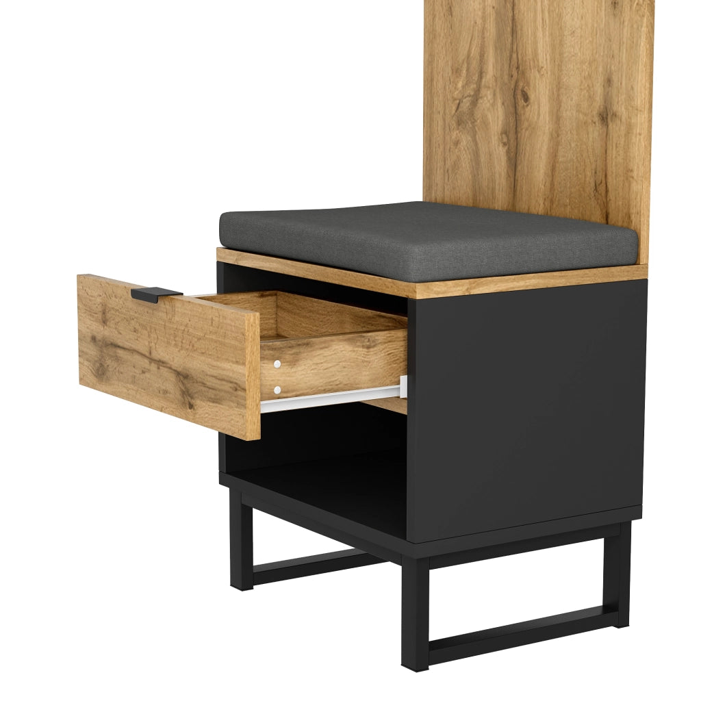 ARMADIO portascipe con asta appendiabiti 180x65x38 cm Legno e Nero