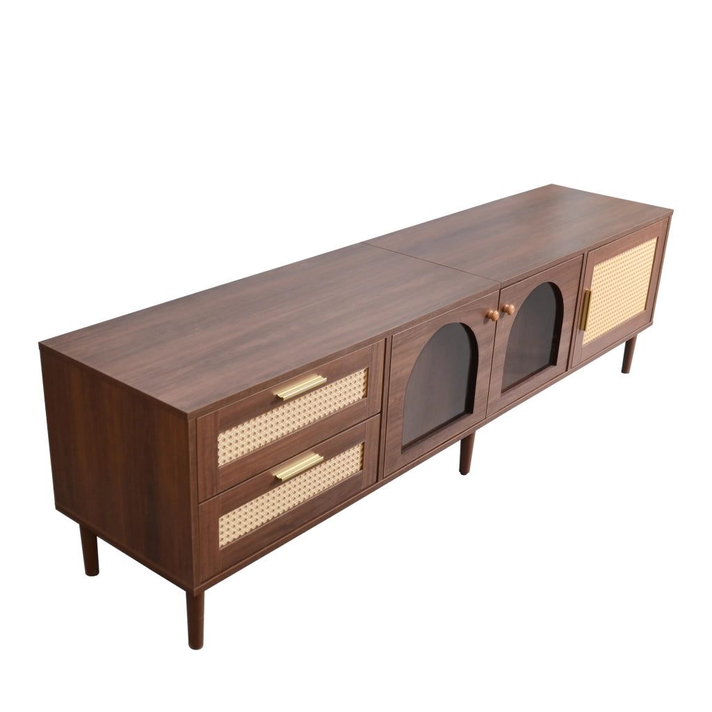 Cassettiera per TV marrone in truciolare lunga 180 cm