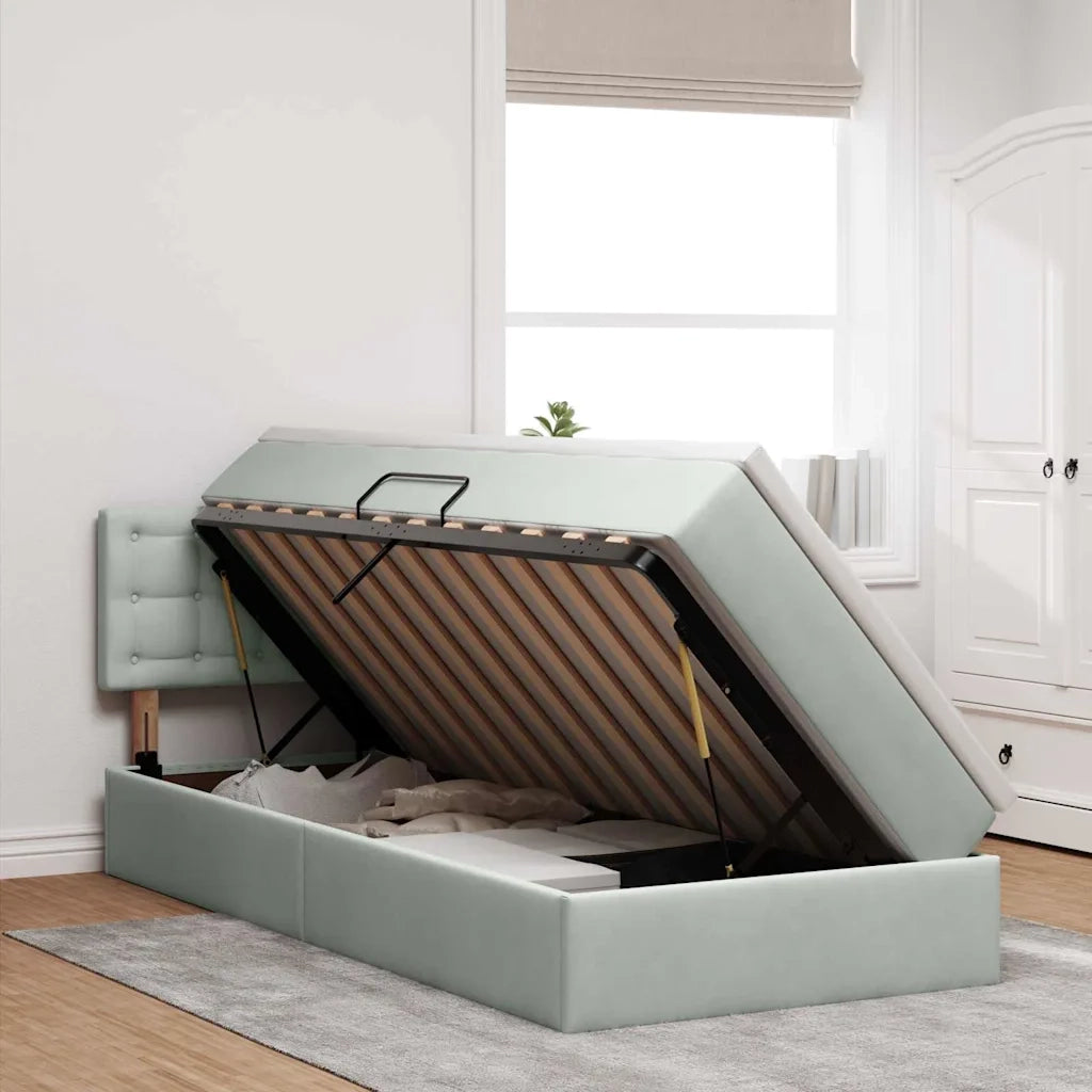 Letto con Contenitore Grigio chiaro 90 x 200 cm Velluto 3370851