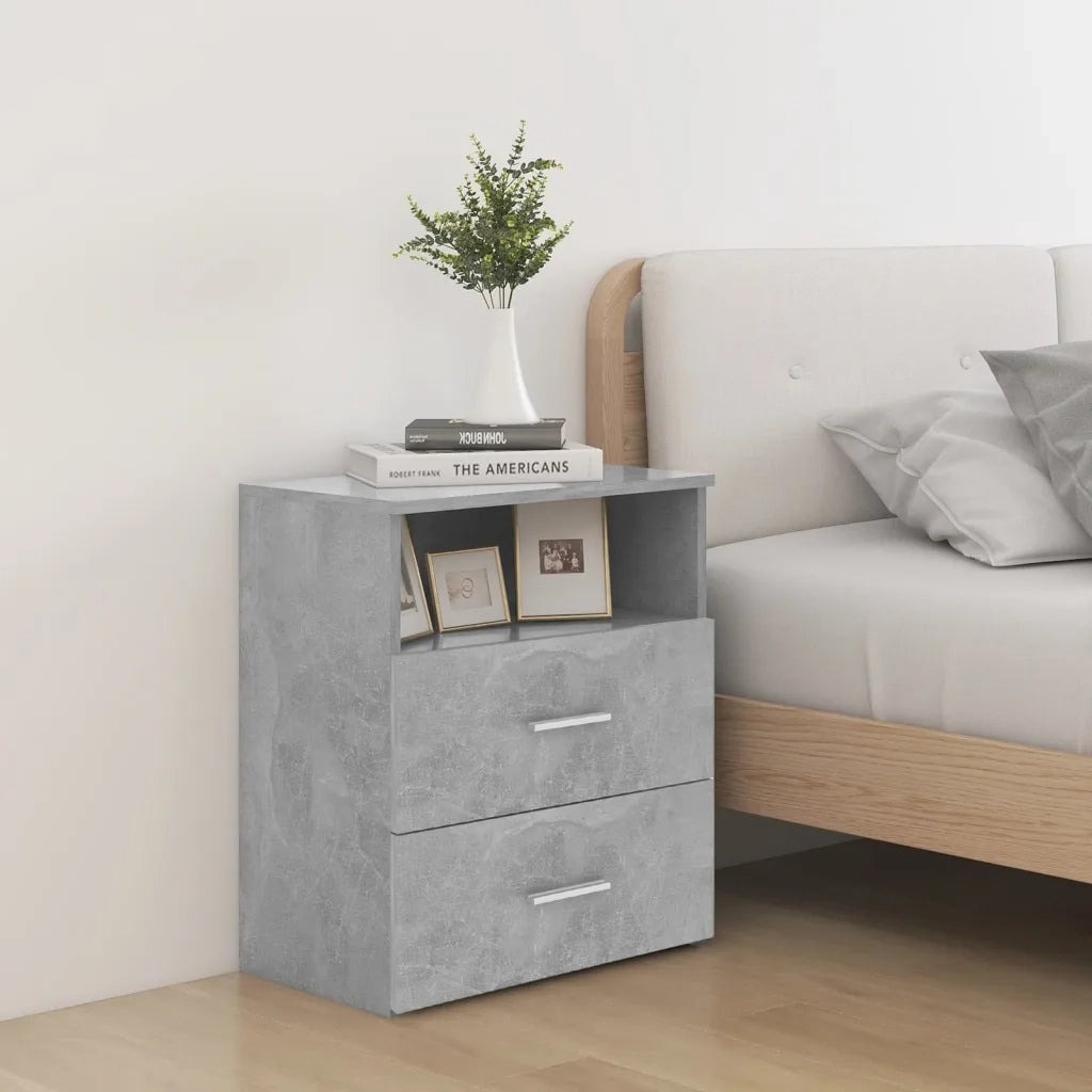 Comodini 2 pz-Set di 2 Tavolino da notte Grigio Cemento 50x32x60 cm
