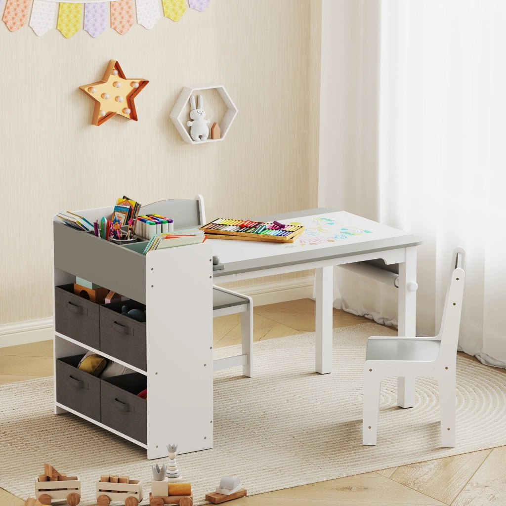 Tavolo con 2 sedie bambini in legno ¨C Minimal ¨C grigio