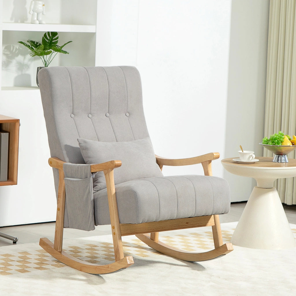 POLTRONA A DONDOLO 65x90x98 cm Grigio in poliestere