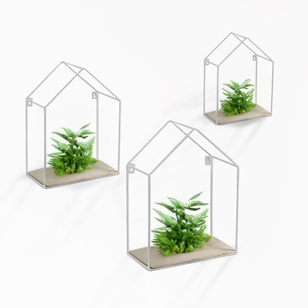 SET 3 BACHECHE STILE INDUSTRIAL 20-15CM CON DESIGN CASETTA STRUTTURA BIANCA