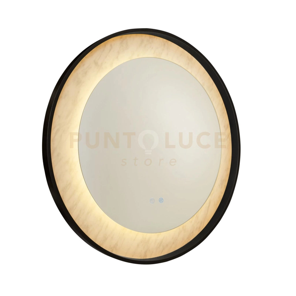 Specchio Luxo LED, metallo nero opaco con effetto marmo