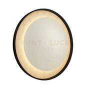 Specchio Luxo LED, metallo nero opaco con effetto marmo